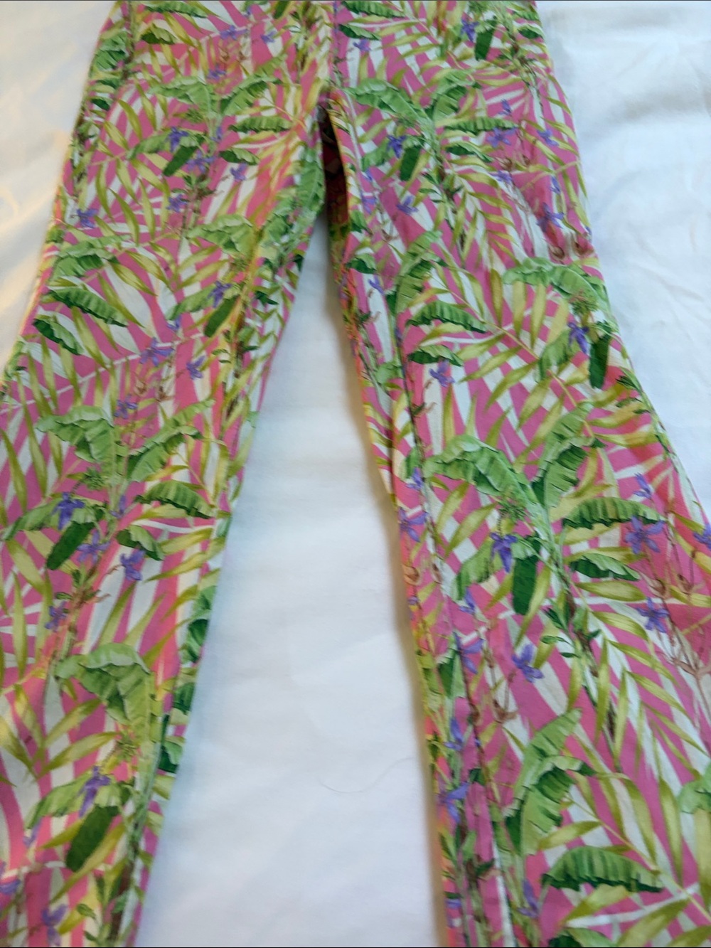 Tropical Straight-Leg Pants in Pink & Green